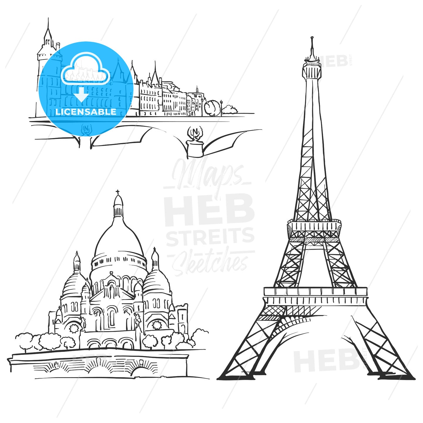 Paris France Famous Buildings – instant download