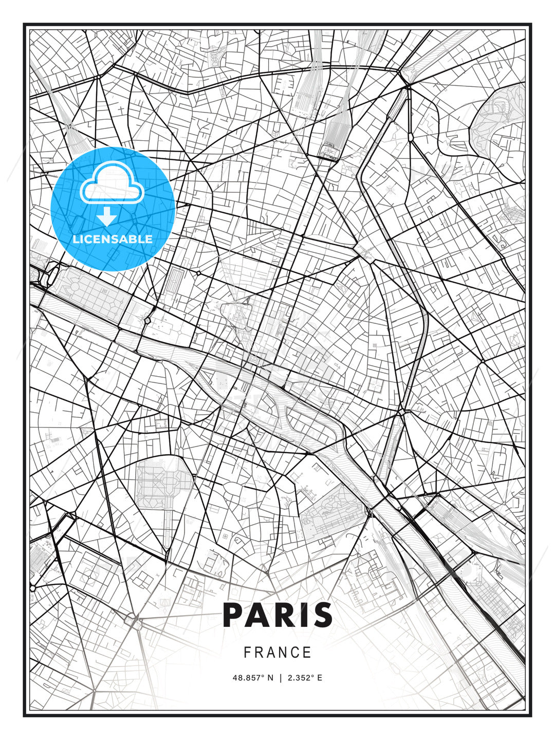Paris, France, Modern Print Template in Various Formats - HEBSTREITS Sketches