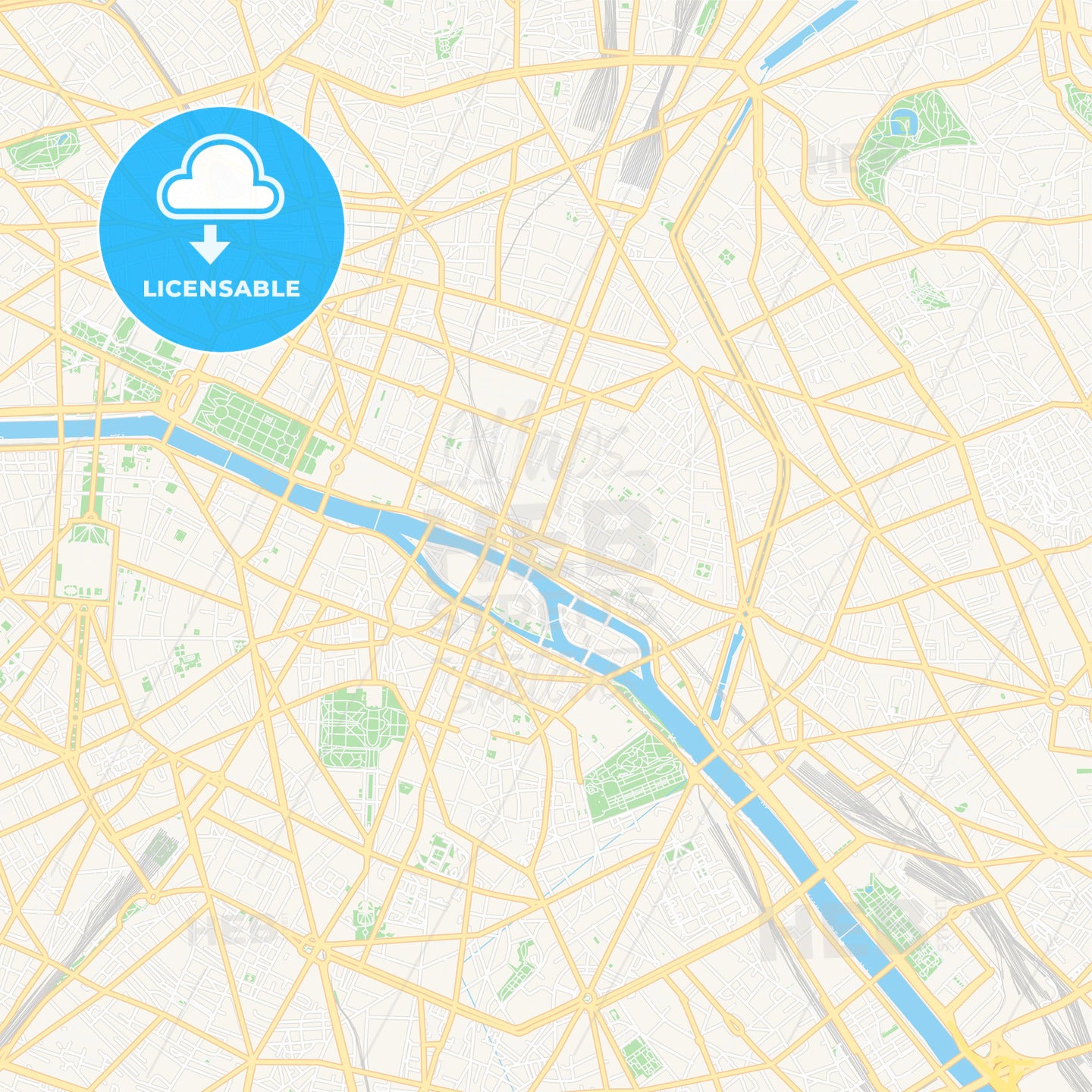 Paris, France Vector Map - Classic Colors