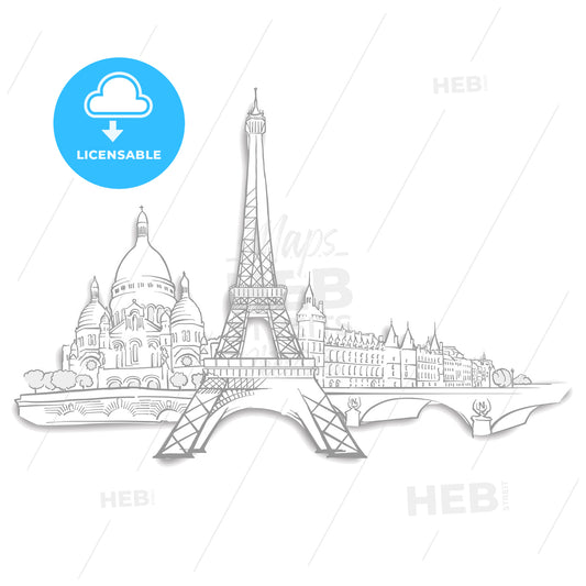 Paris Landmarks Sketches – instant download