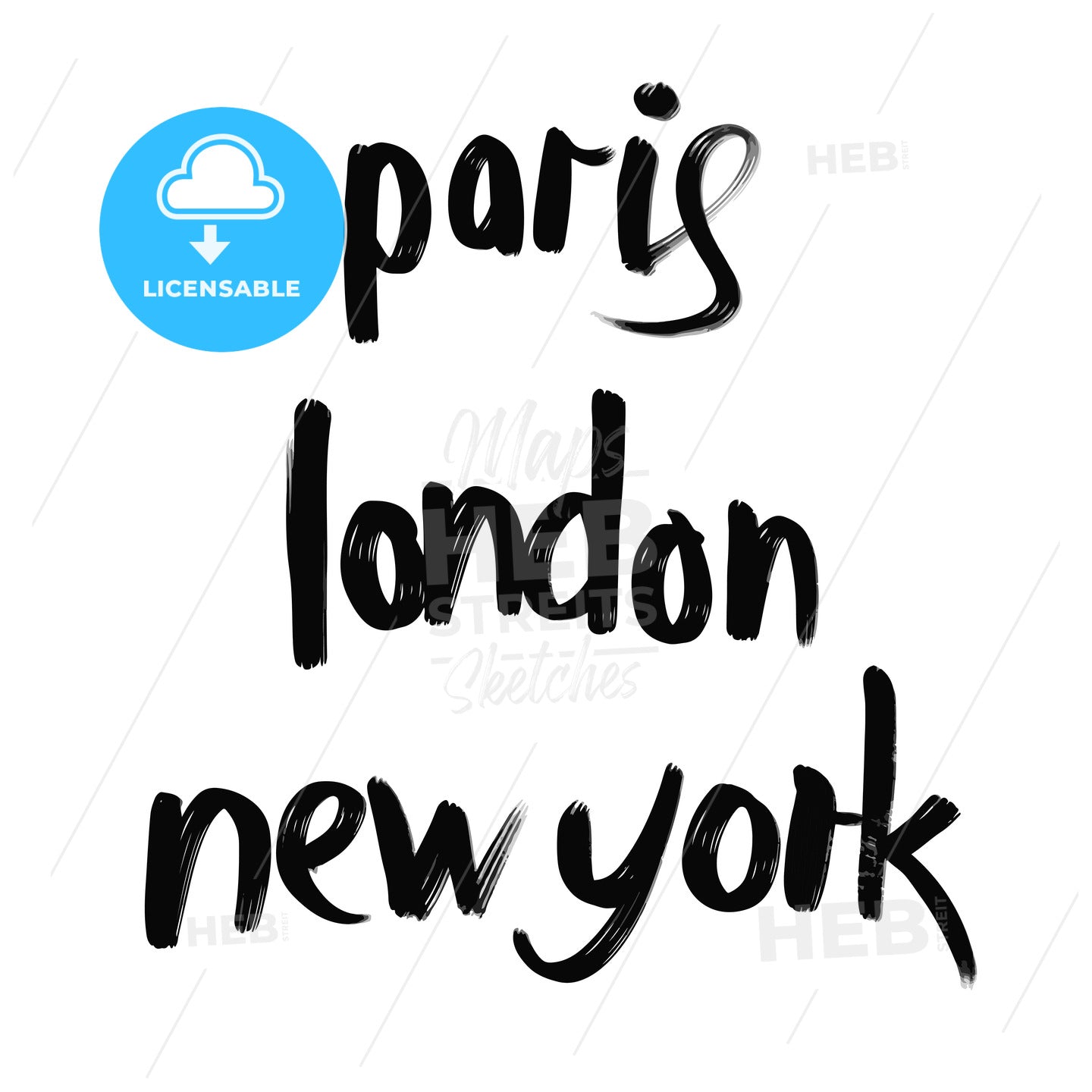 Paris, London, New York lettering – instant download