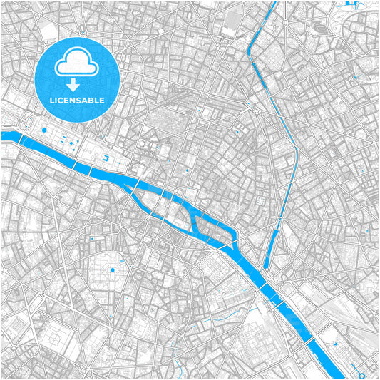 Paris, France, city map with high quality roads.
