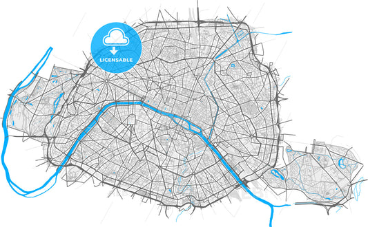 Paris, Paris, France, high quality vector map