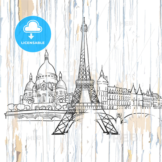 Paris drawing on wood – instant download