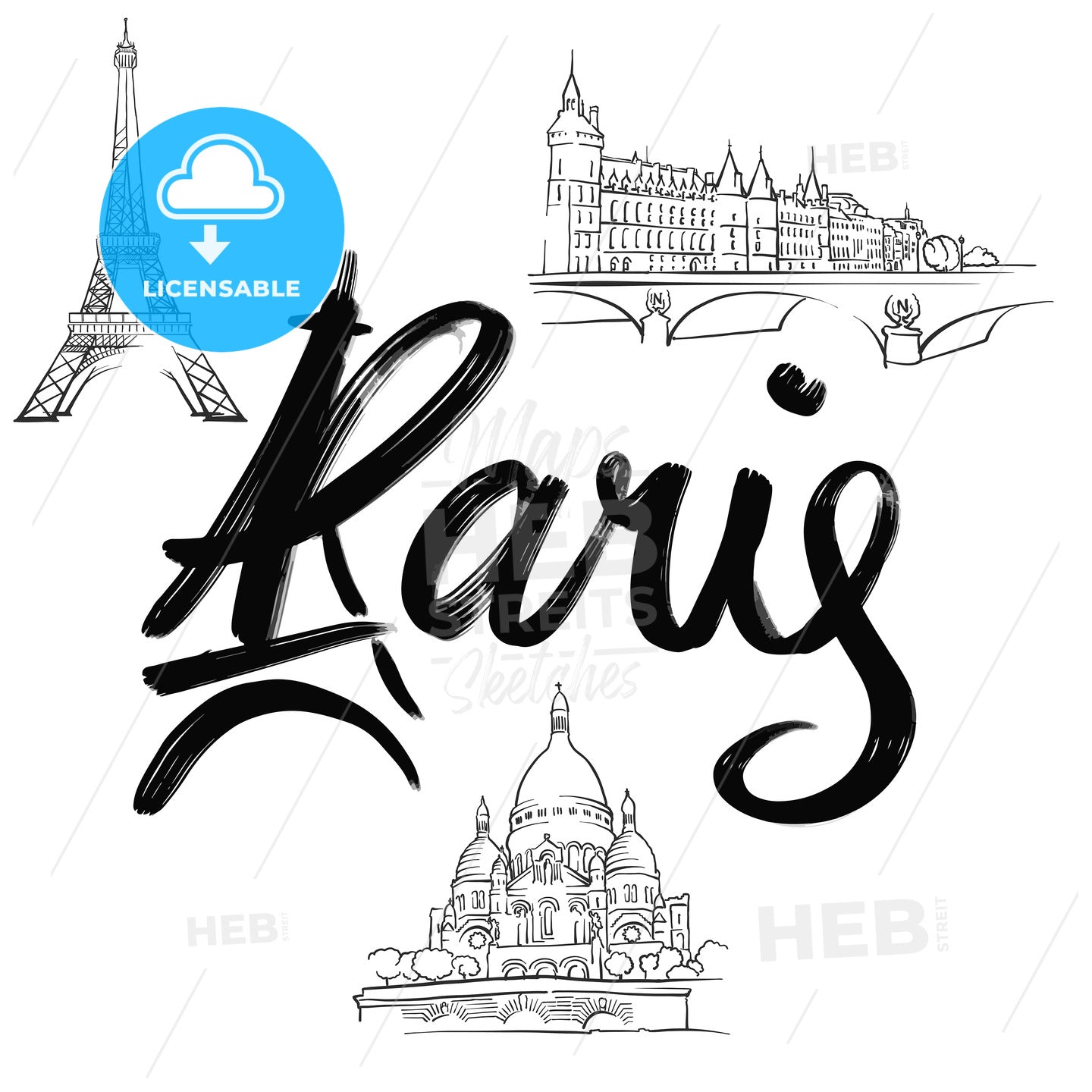 Paris lettering with signs – instant download