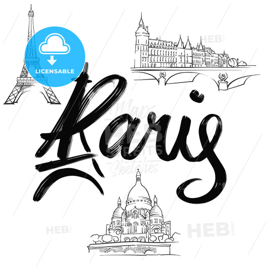 Paris lettering with signs – instant download