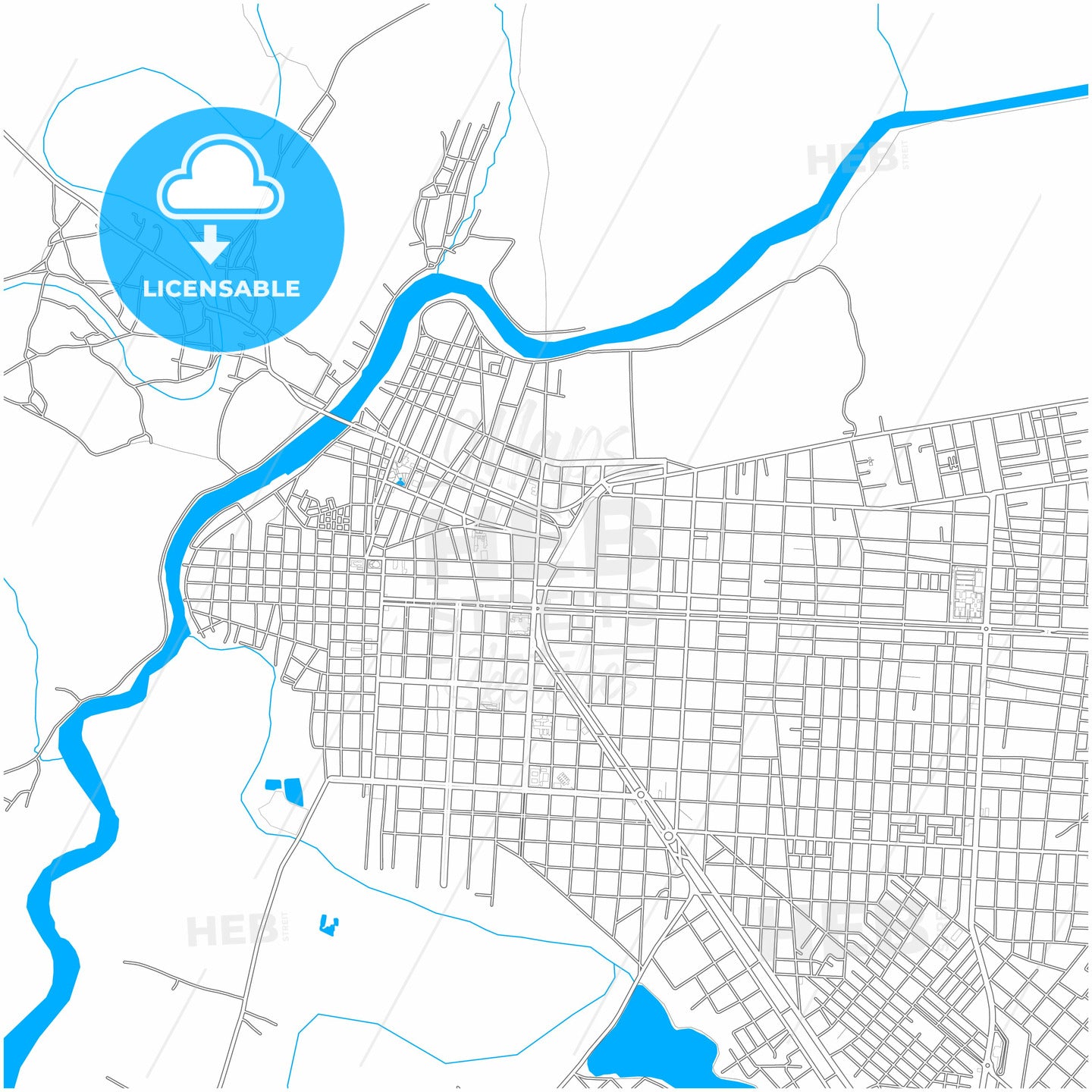 Parnaiba, Brazil, city map with high quality roads.