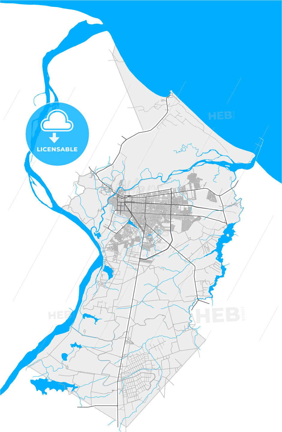 Parnaiba, Brazil, high quality vector map