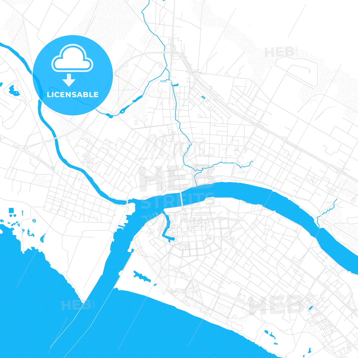 Pärnu, Estonia PDF vector map with water in focus