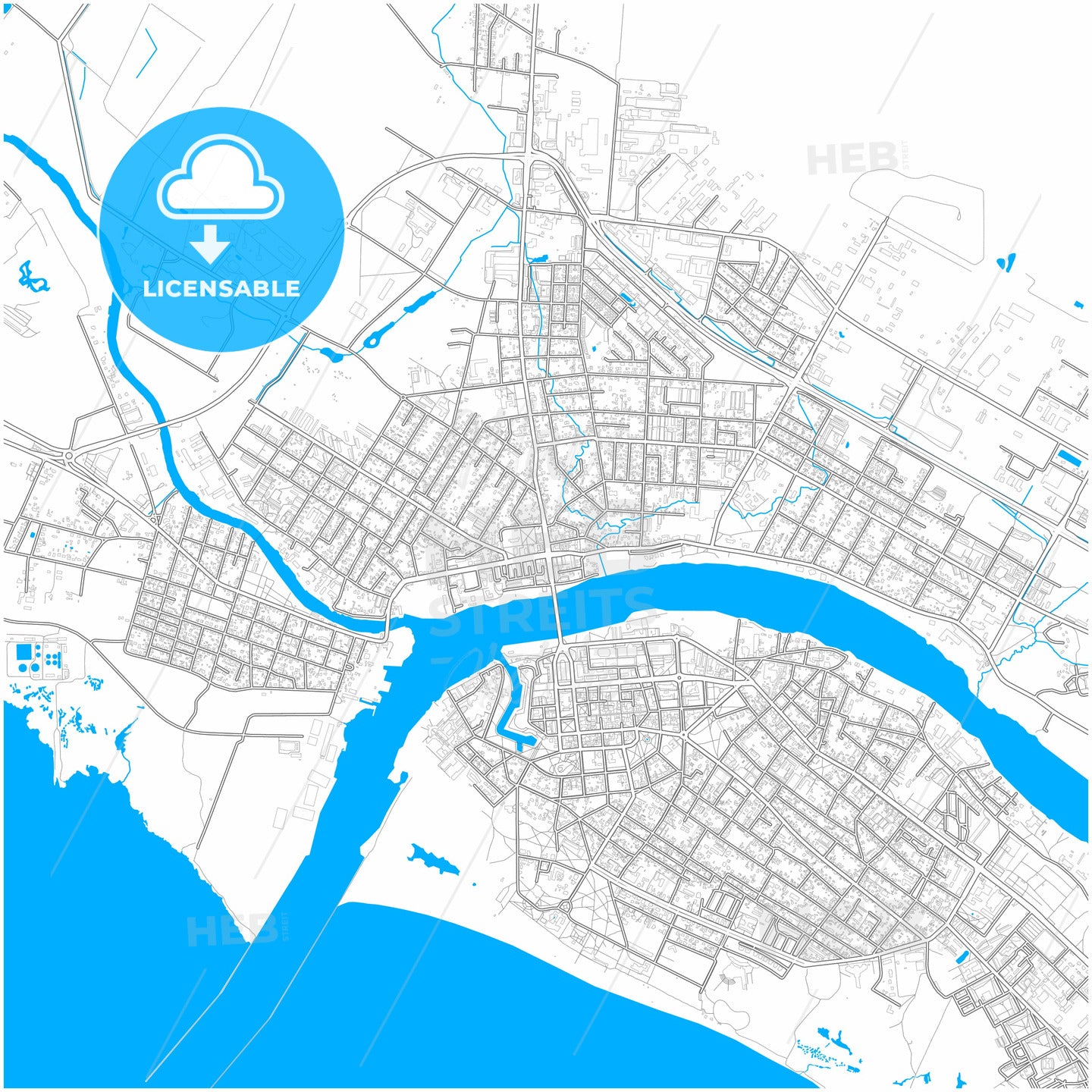 Pärnu, Pärnu, Estonia, city map with high quality roads.