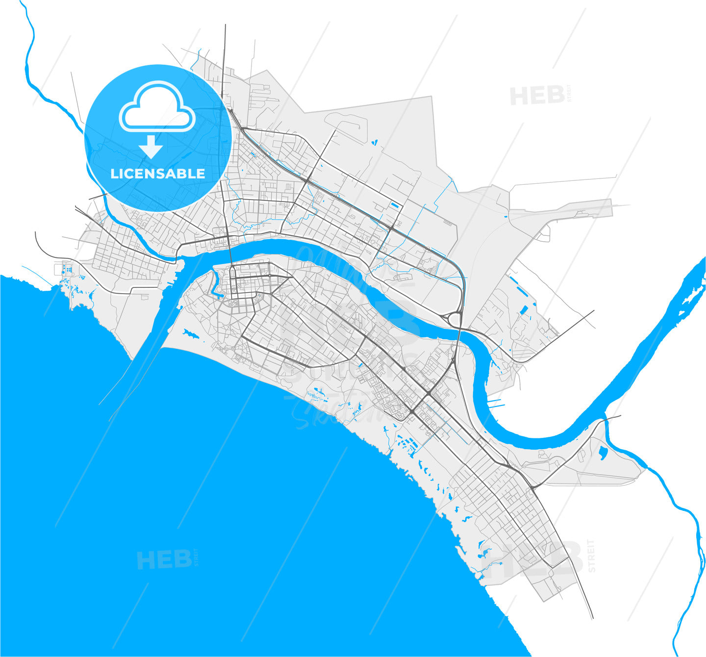 Pärnu, Pärnu, Estonia, high quality vector map