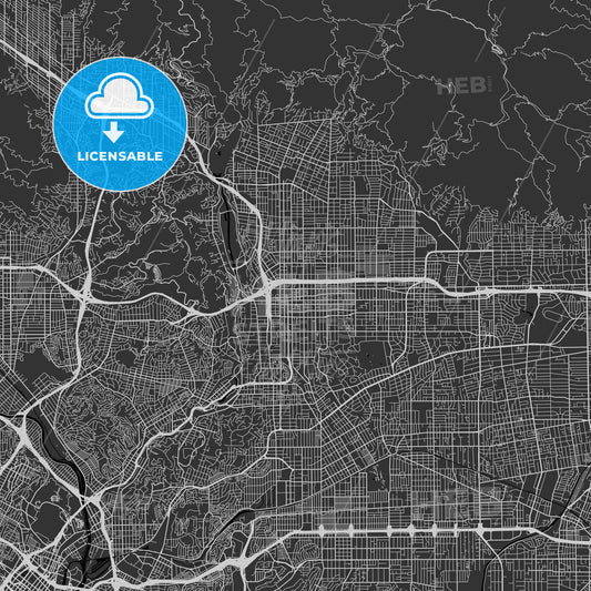 Pasadena, California - Area Map - Dark