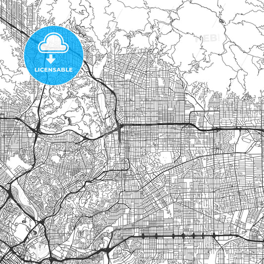 Pasadena, California - Area Map - Light