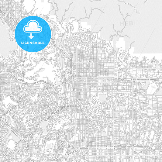 Pasadena, California, USA, bright outlined vector map
