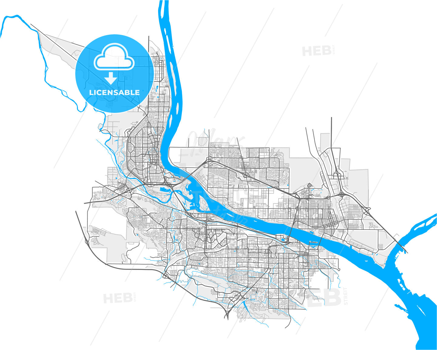 Pasco, Washington, United States, high quality vector map