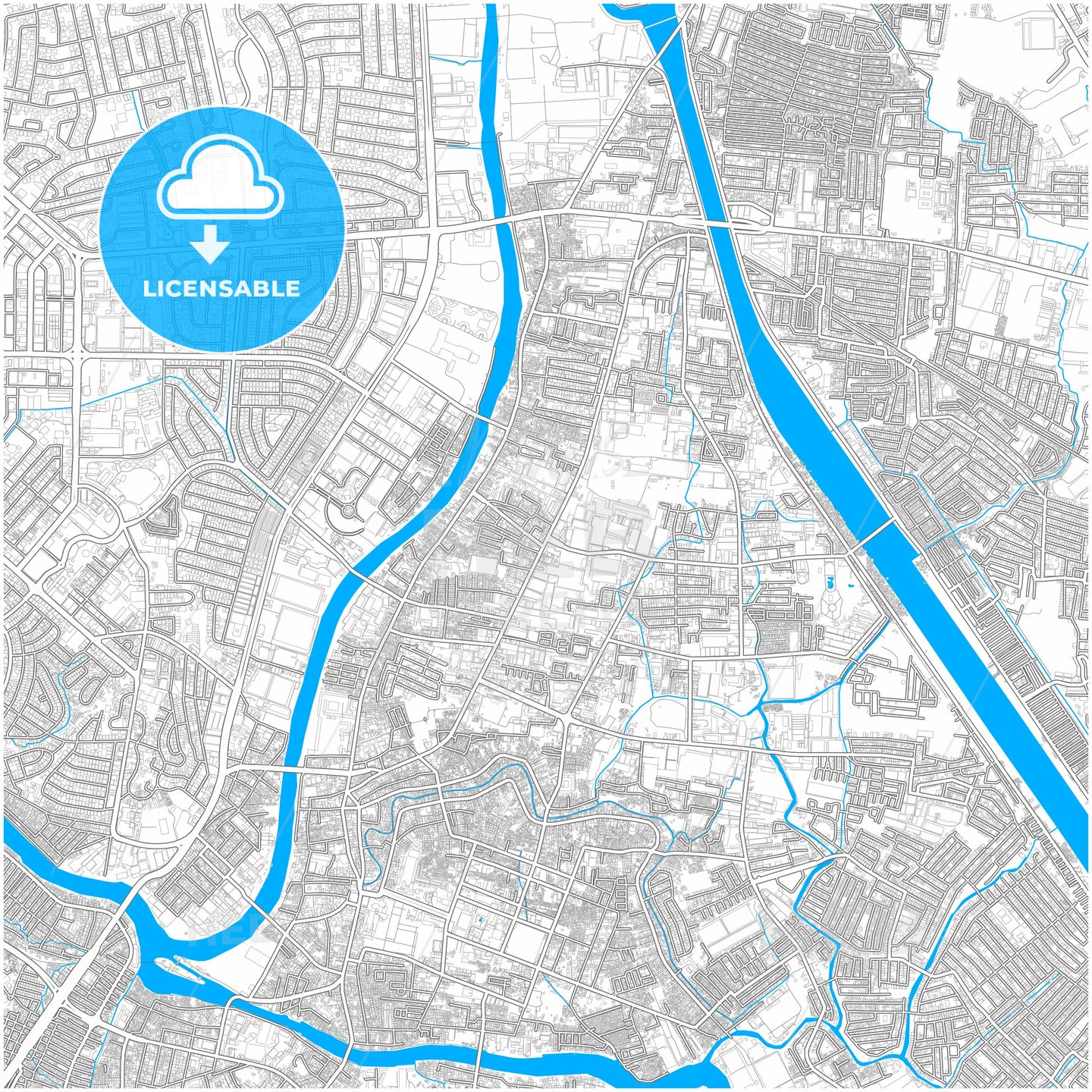 Pasig, Philippines, city map with high quality roads.