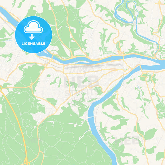 Passau, Germany Vector Map - Classic Colors