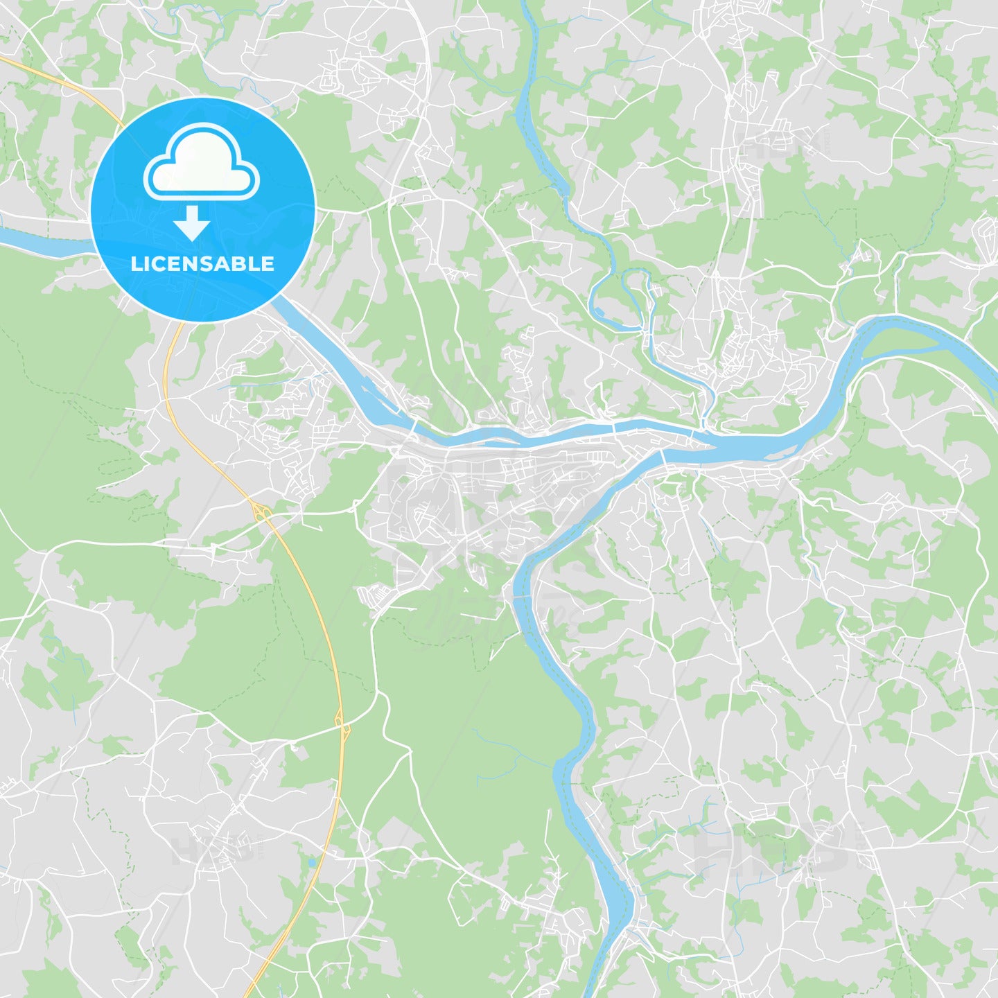 Passau, Germany printable street map