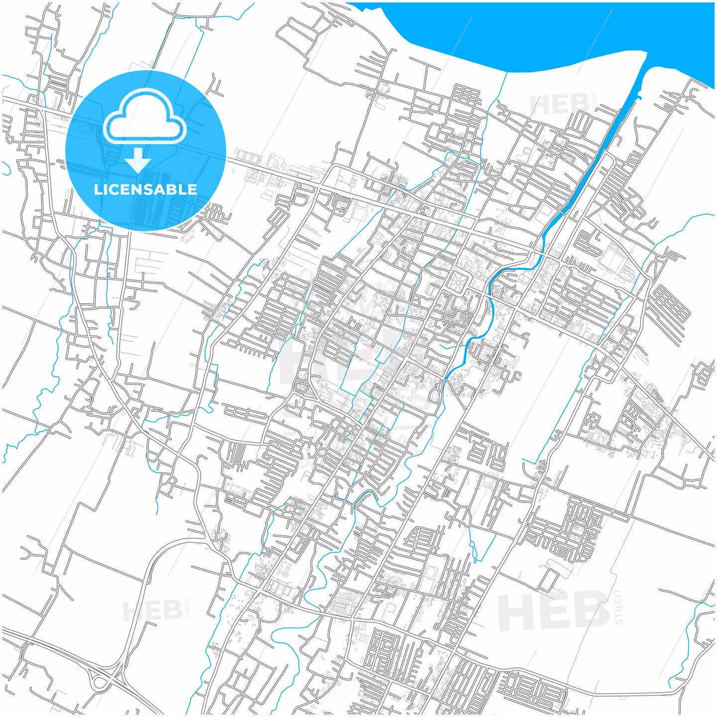 Pasuruan, East Java, Indonesia, city map with high quality roads.