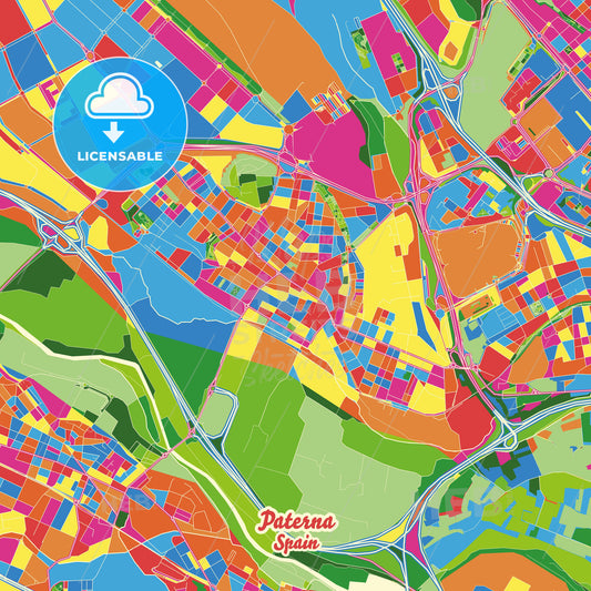 Paterna, Spain Crazy Colorful Street Map Poster Template - HEBSTREITS Sketches