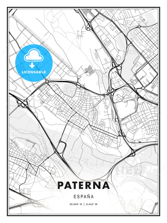 Paterna, Spain, Modern Print Template in Various Formats - HEBSTREITS Sketches