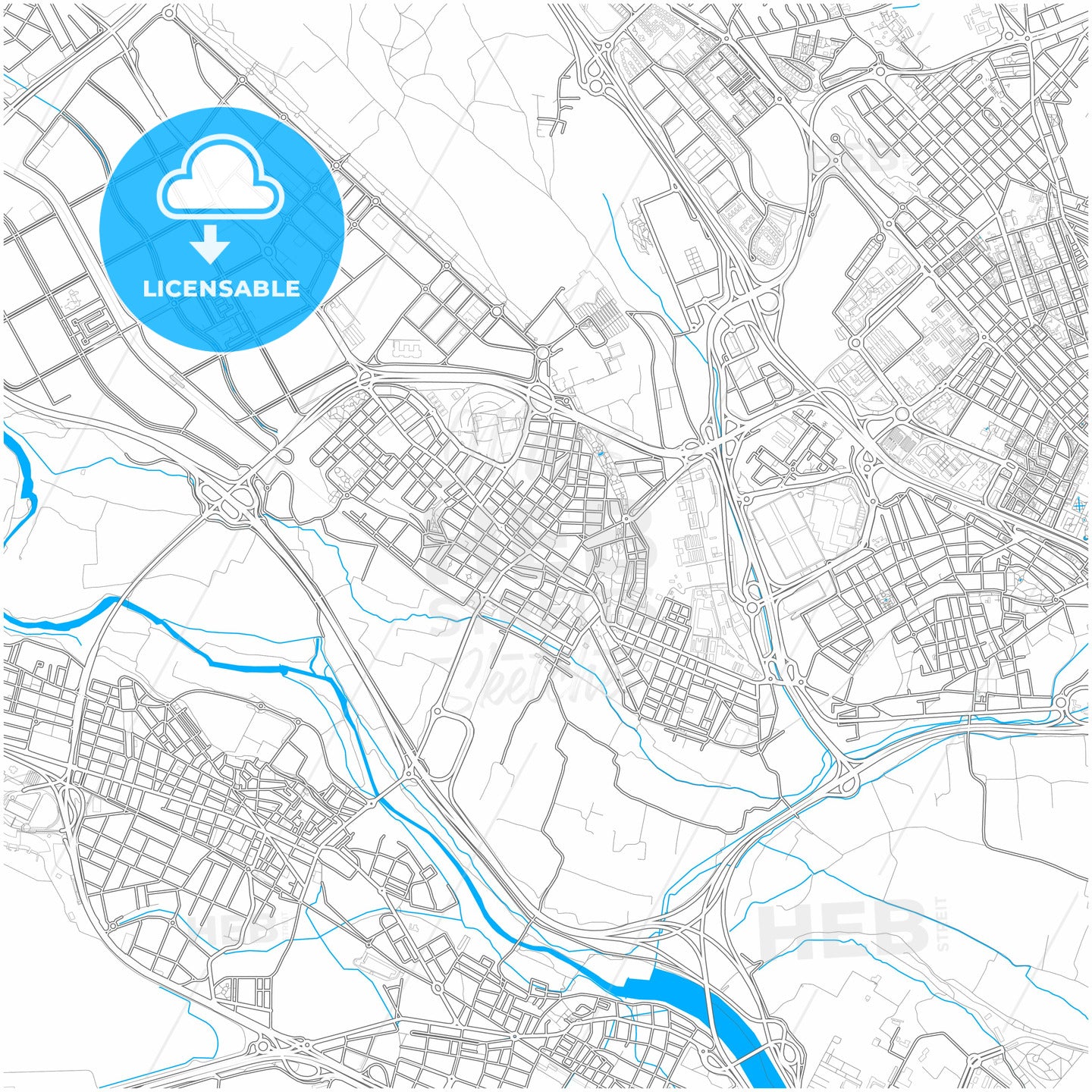 Paterna, Valencia, Spain, city map with high quality roads.