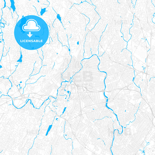 Paterson, New Jersey, United States, PDF vector map with water in focus