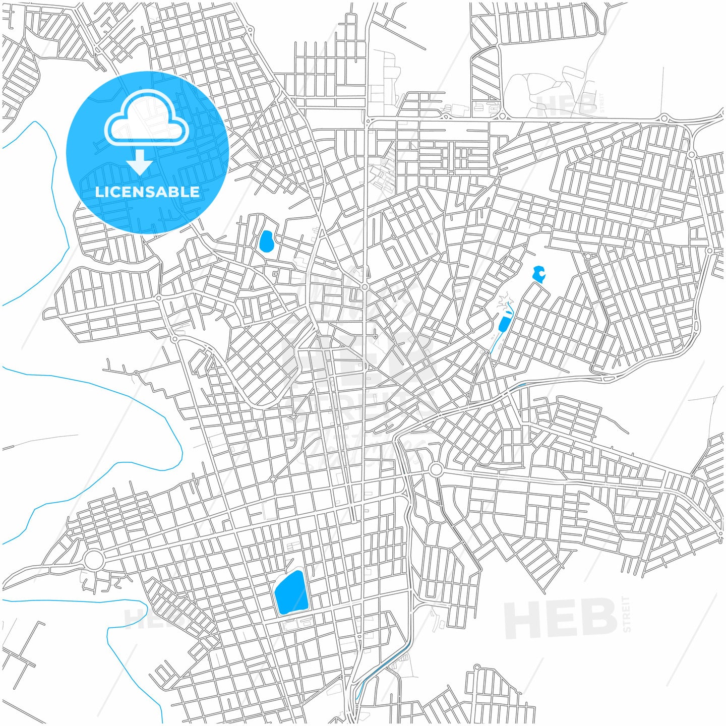 Patos de Minas, Brazil, city map with high quality roads.