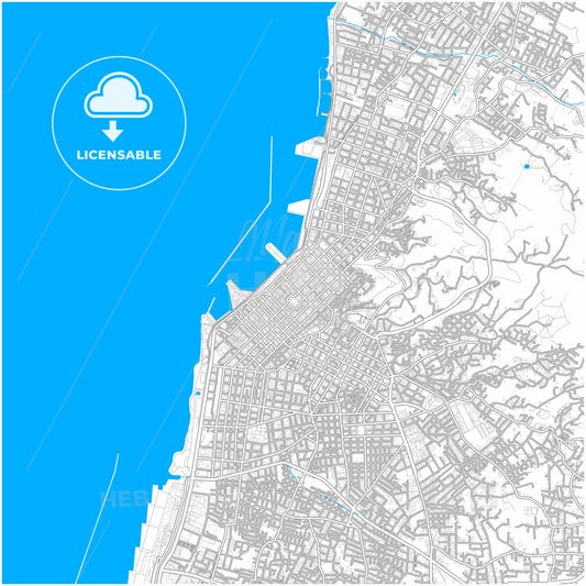 Patras, Western Greece, Greece, city map with high quality roads.