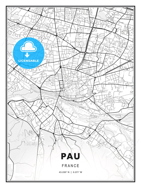 Pau, France, Modern Print Template in Various Formats - HEBSTREITS Sketches