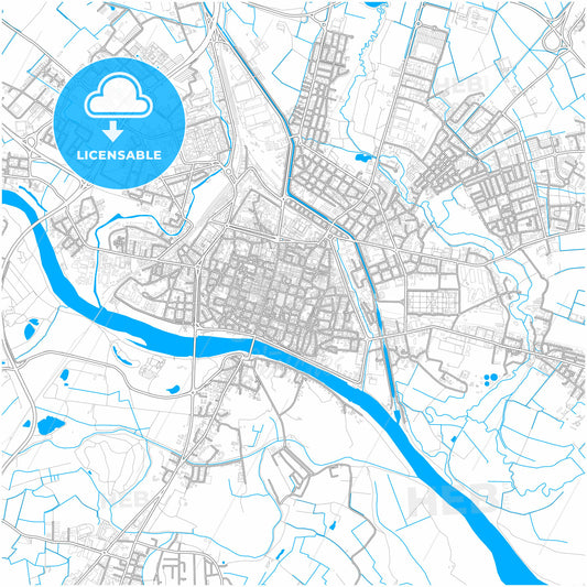 Pavia, Lombardy, Italy, city map with high quality roads.