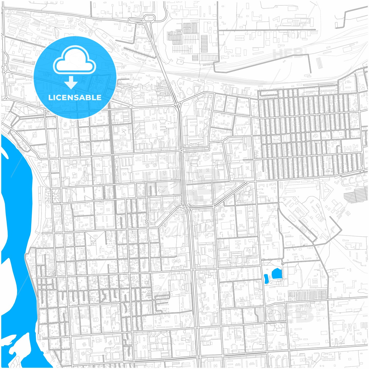 Pavlodar, Pavlodar Province, Kazakhstan, city map with high quality roads.