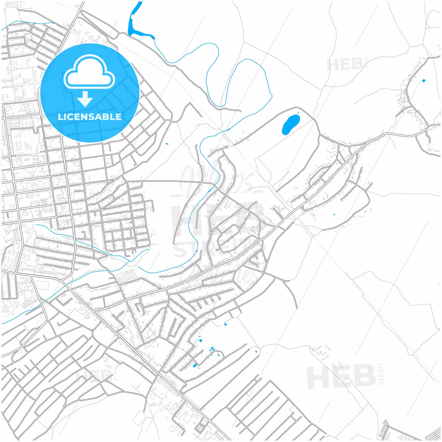 Pavlohrad, Dnipropetrovsk Oblast, Ukraine, city map with high quality roads.