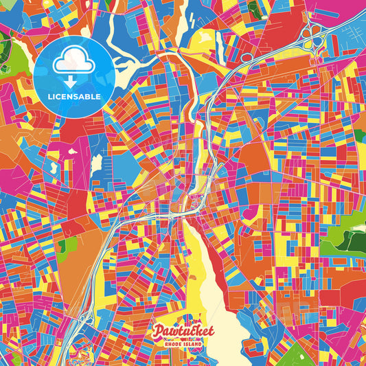 Pawtucket, United States Crazy Colorful Street Map Poster Template - HEBSTREITS Sketches