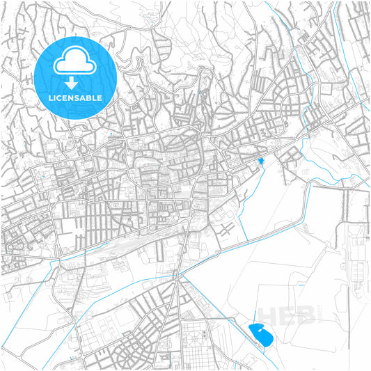 Pécs, Baranya, Hungary, city map with high quality roads.