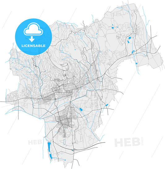 Pécs, Baranya, Hungary, high quality vector map