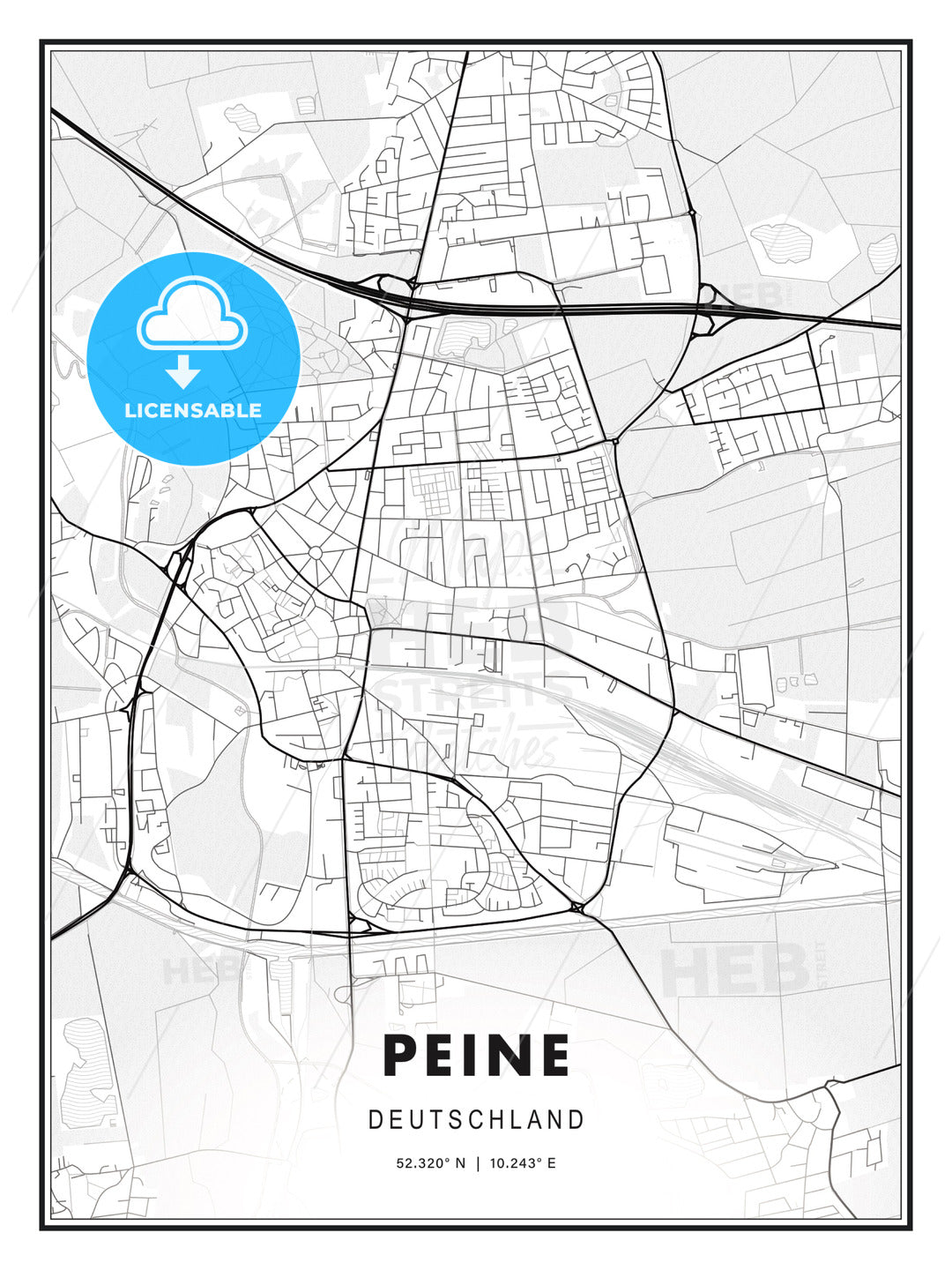 Peine, Germany, Modern Print Template in Various Formats - HEBSTREITS Sketches