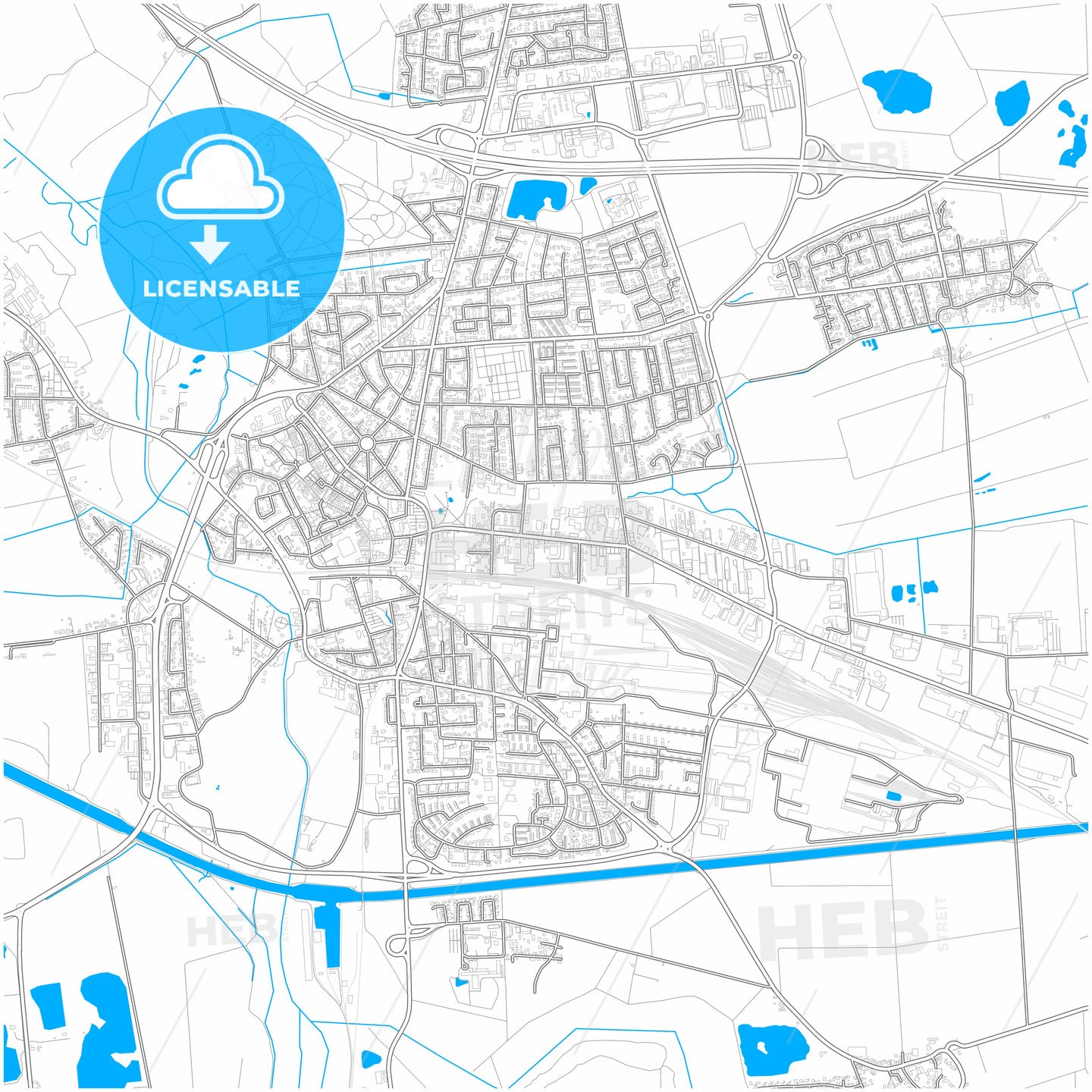 Peine, Lower Saxony, Germany, city map with high quality roads.