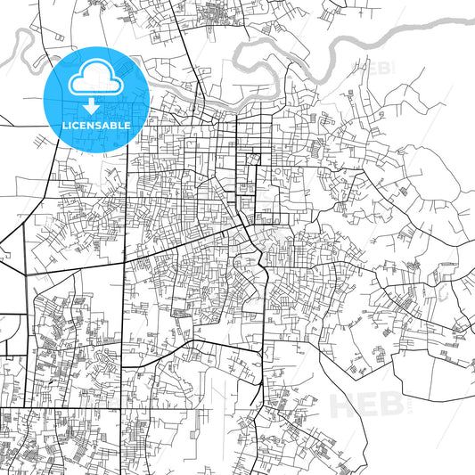 Pekanbaru, Riau, Downtown City Map, Light