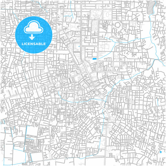 Pekanbaru, Riau, Indonesia, city map with high quality roads.