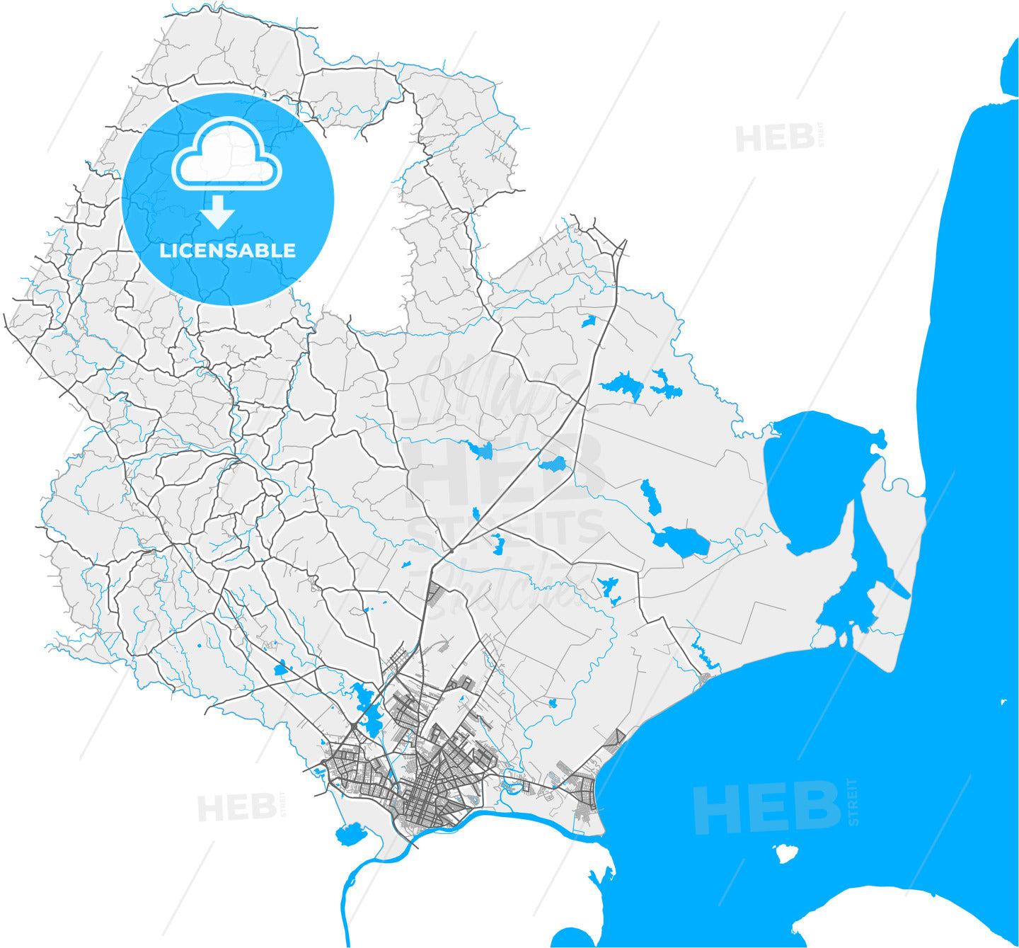 Pelotas, Brazil, high quality vector map