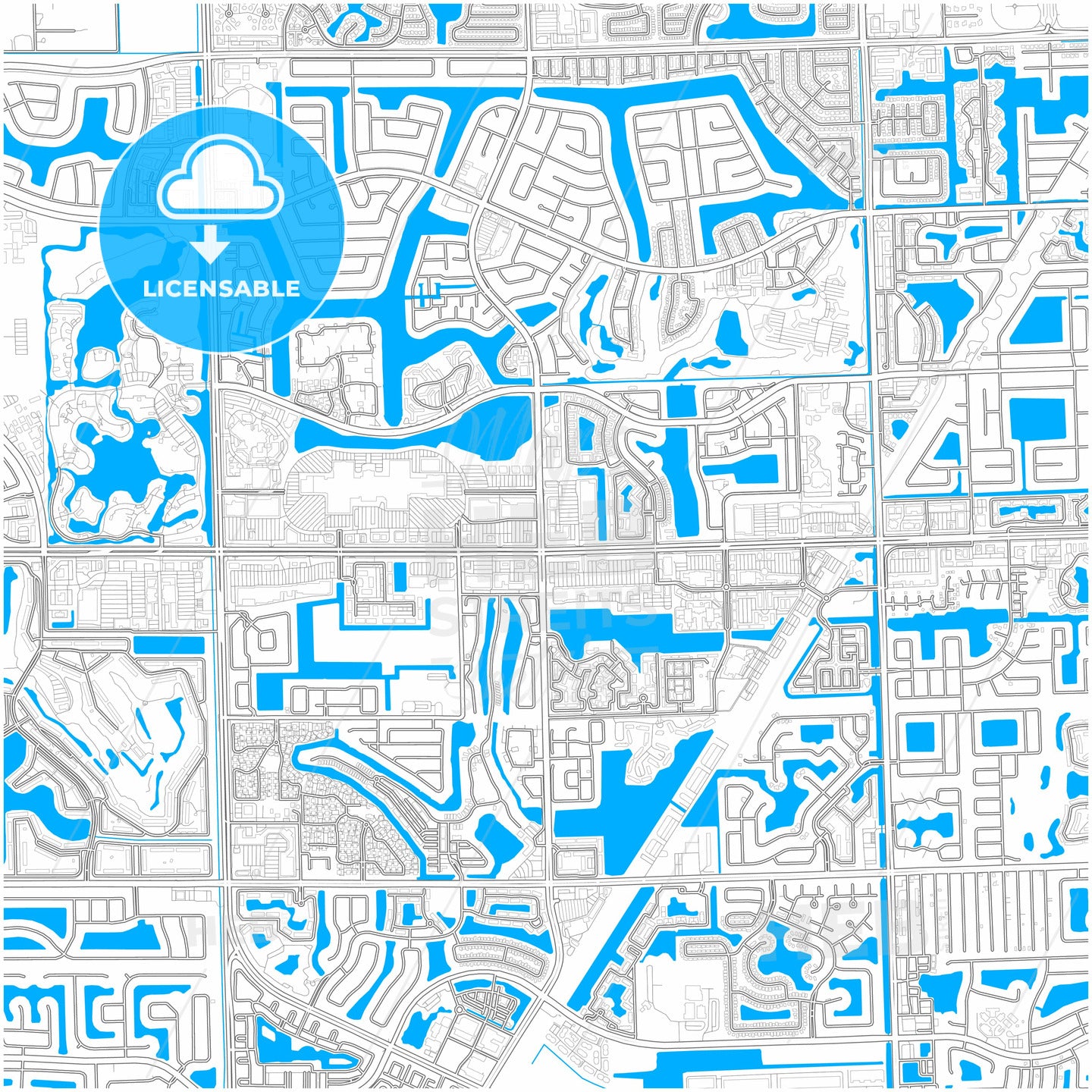 Pembroke Pines, Florida, United States, city map with high quality roads.