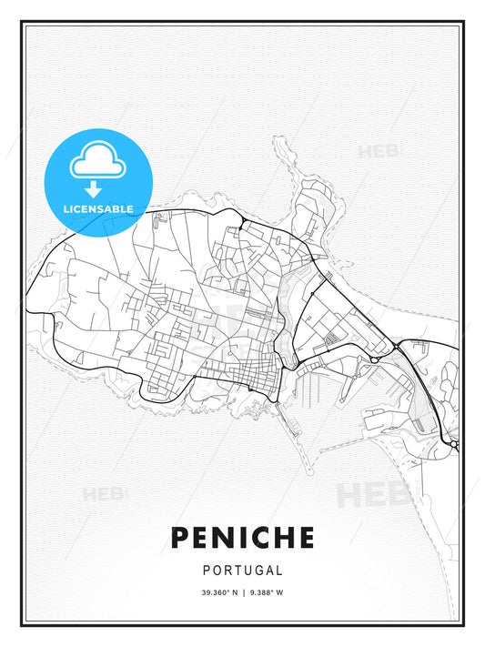 Peniche, Portugal, Modern Print Template in Various Formats - HEBSTREITS Sketches