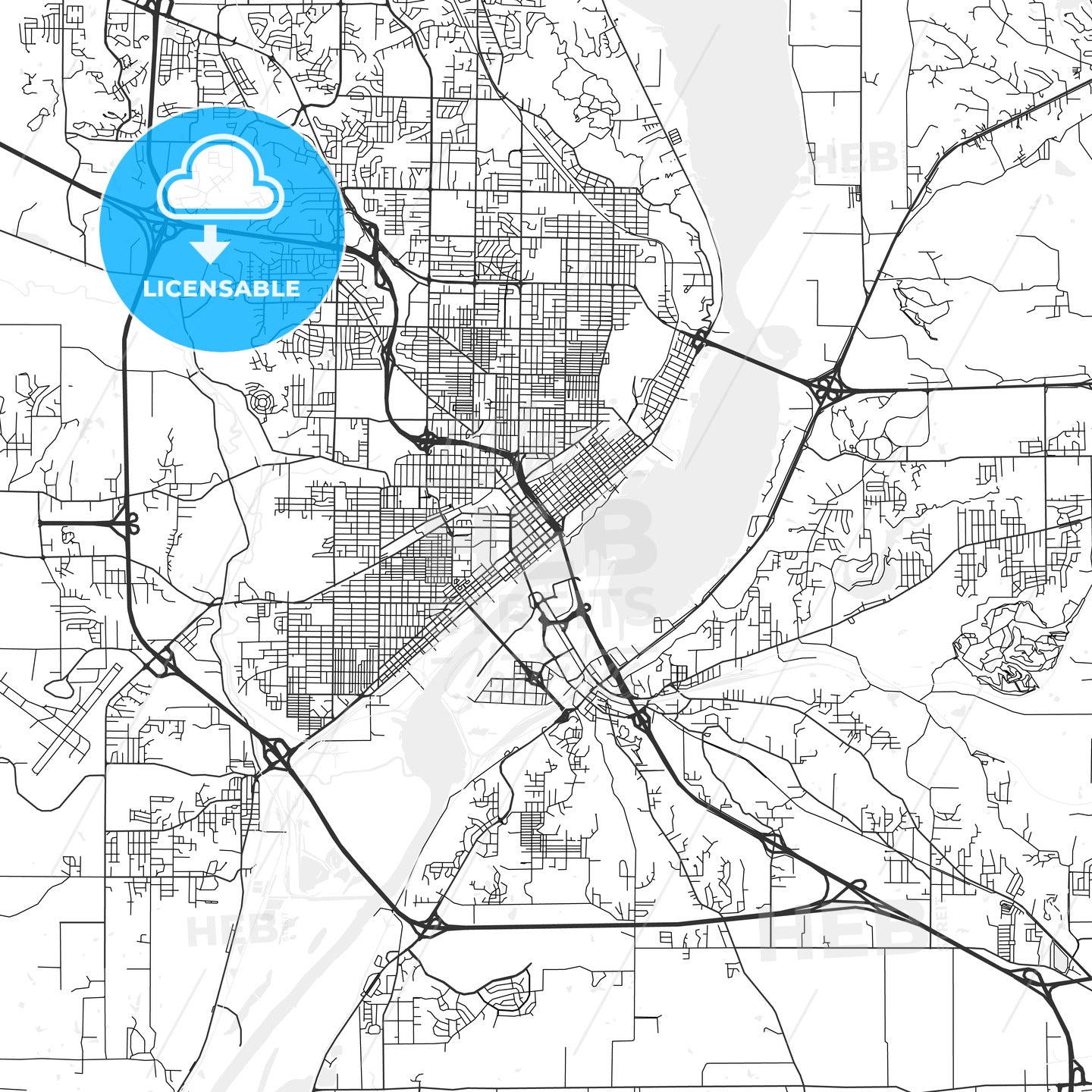 Peoria, Illinois - Area Map - Light