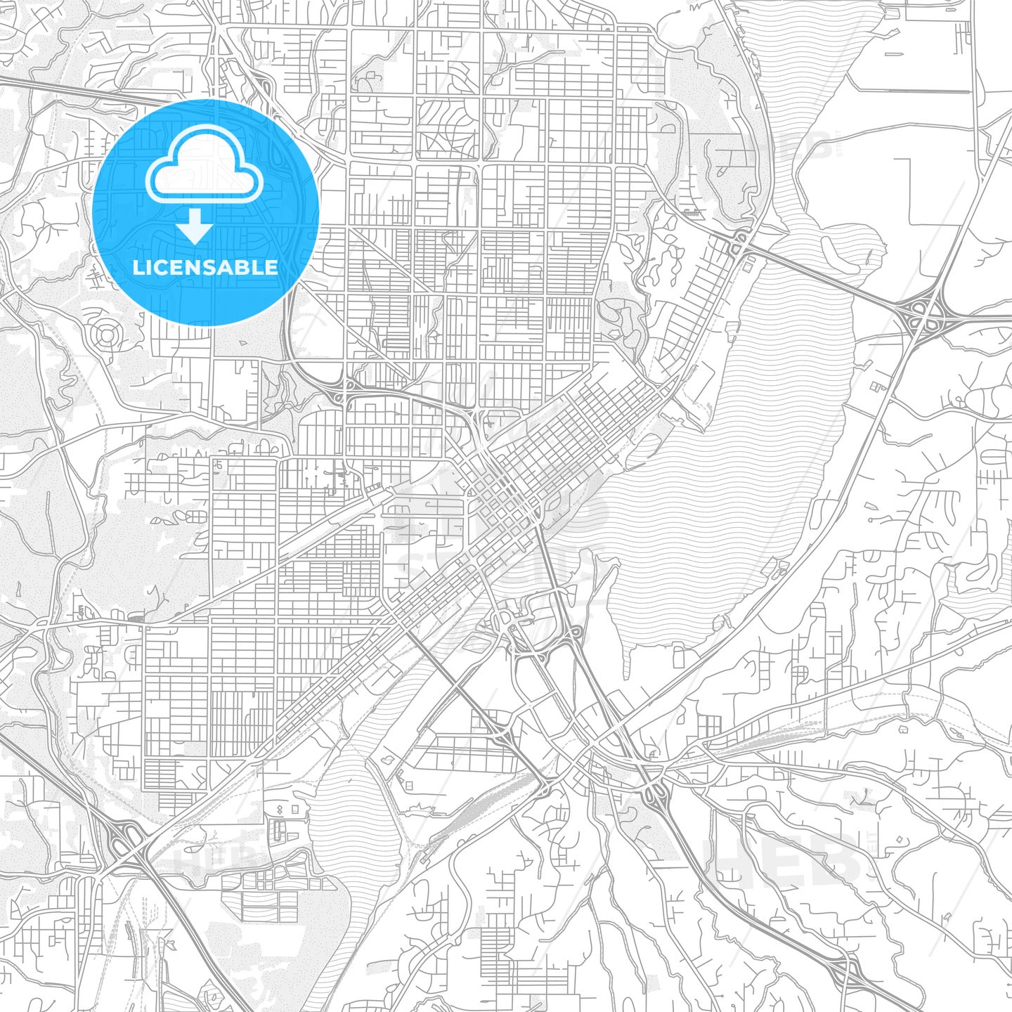 Peoria, Illinois, USA, bright outlined vector map