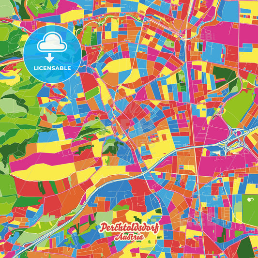 Perchtoldsdorf, Austria Crazy Colorful Street Map Poster Template - HEBSTREITS Sketches