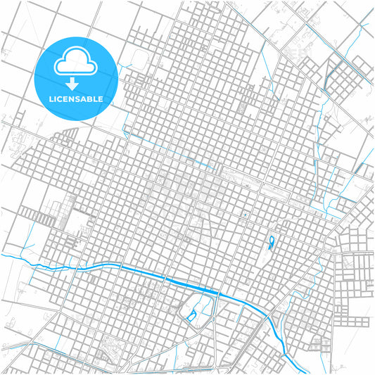 Pergamino, Argentina, city map with high quality roads.