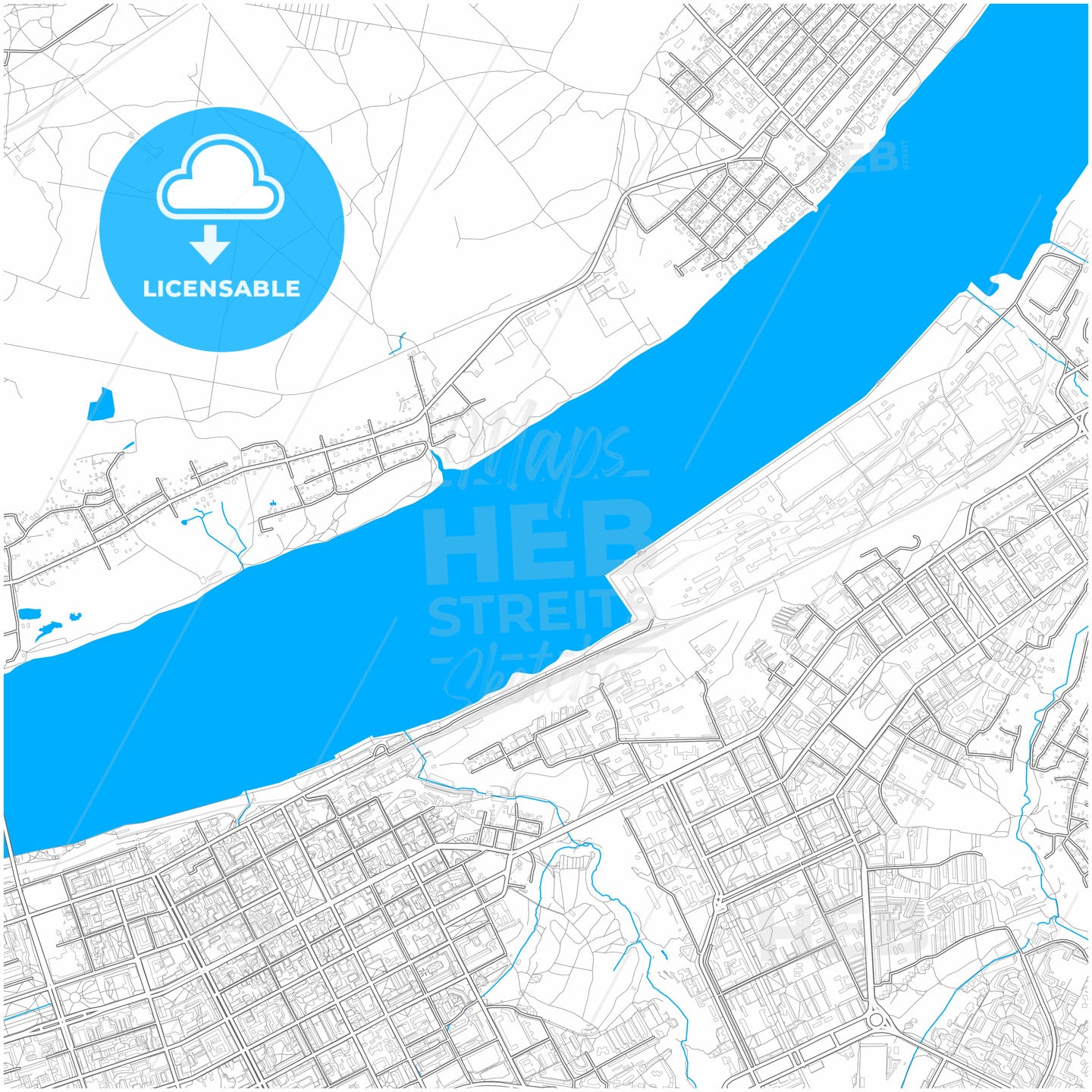 Perm, Perm Krai, Russia, city map with high quality roads.