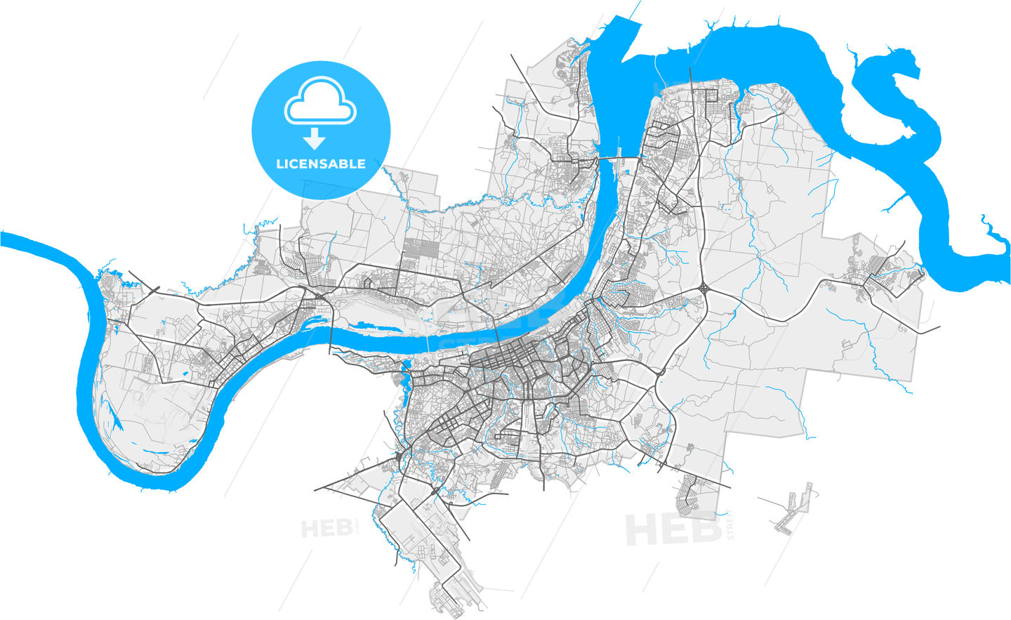 Perm, Perm Krai, Russia, high quality vector map