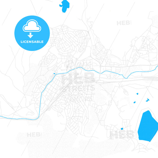 Pernik, Bulgaria PDF vector map with water in focus